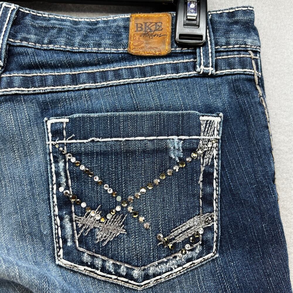 BKE Jeans Women's 28x33.5 (6) Blue Sabrina Boot Stretch Crystal Embellished - Picture 4 of 15
